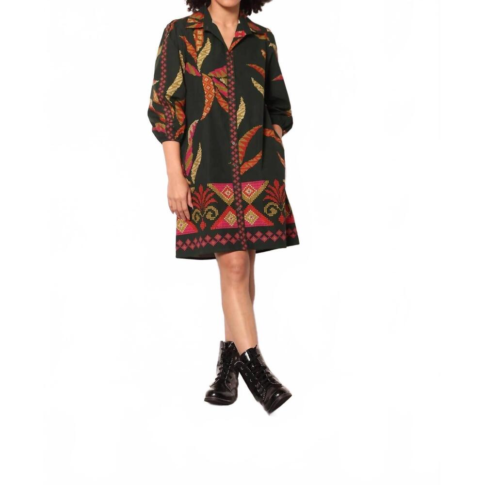 NEW MAUDE VIVANTE ava mini dress in forest stitch